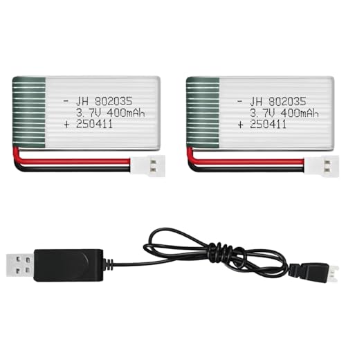 2Pcs 3.7V 400mAh Lipo Battery for RC Toy & Model (MX2.0) - size: 400mAh-MX2.0