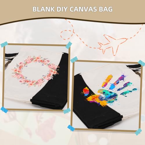 3 Pack Canvas Grocery Bags with Long Shoulder Strap and Short Handle(Black) - color: Black-3pack