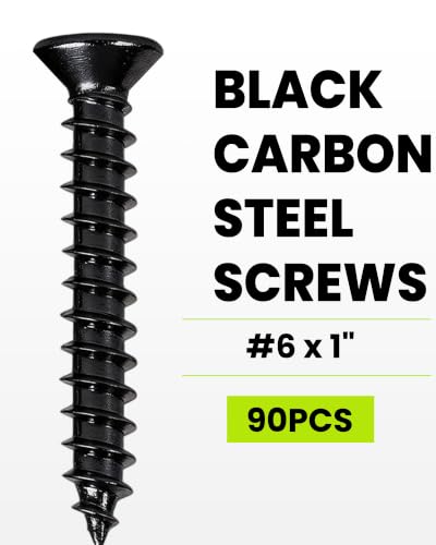 90pcs #6 x 1 Wood Screw,Black Screws,Drywall Wood Screws,Flat Head Screw - color: M3.5, size: #6 x 1" 90pcs
