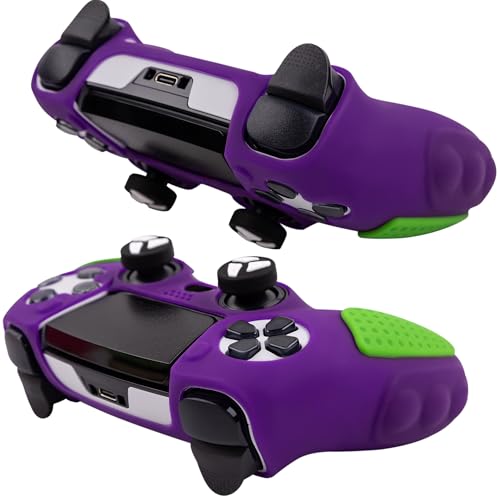 Durable Silicone Grip Cover for DualSense Edge PS5 Controller – Ergonomic, Anti-Slip Design with Thumb Stick Caps for Full Protection (Purple) - color: Purple
