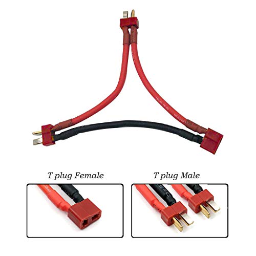 T Plug Serial Series Connector & T Parallel Y-Harness Adapter 12AWG 10cm Silicone Wire for RC Multicopter Quadcopter Car
