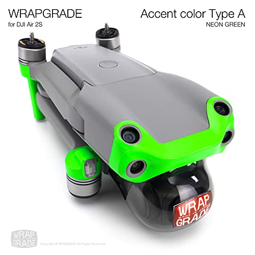 Wrapgrade Skin Compatible with DJI Air 2S | Accent Color A (NEON Green) - color: Neon Green