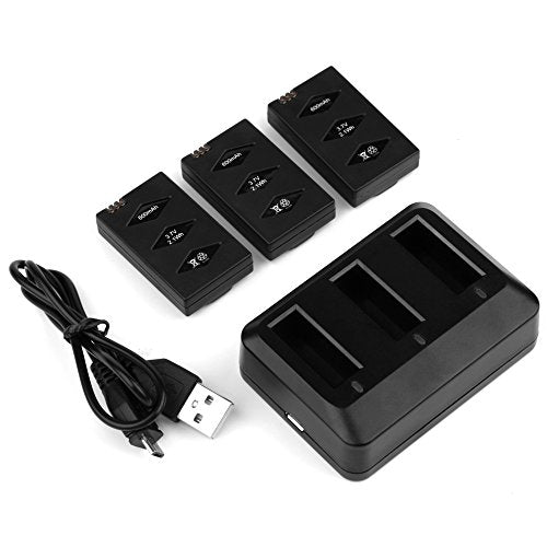 D&F Replacement Battery 3 Pack 660mAh Battery with Rechargeable Charger for Parrot MiniDrone Jumping Sumo,Swing,Mambo,Parrot Mini Drone Rolling Spider