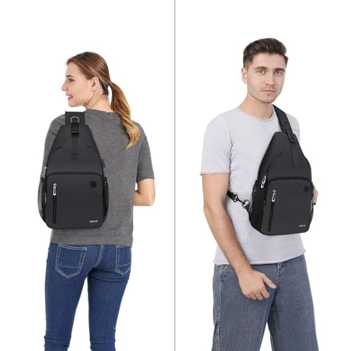 MOSISO Sling Backpack Bag, Crossbody Shoulder Bag Travel Hiking Daypack Chest Bag with Front Square Pocket&USB Charging Port - color: Slate Gray