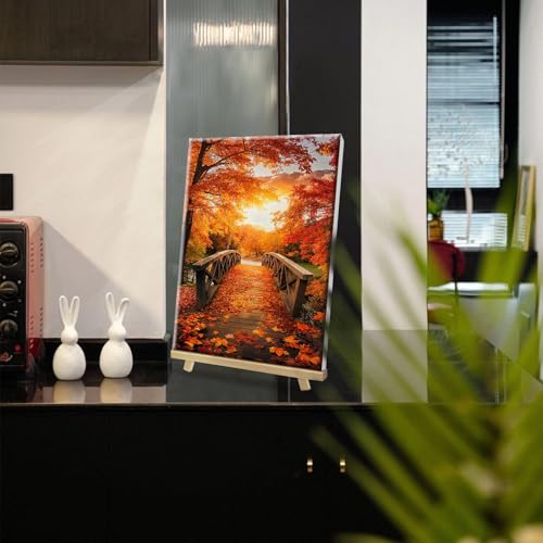 HeeBenor Framed Paint by Numbers Kit for Adults Fall Paint by Number - color: Autumn Leaves 015