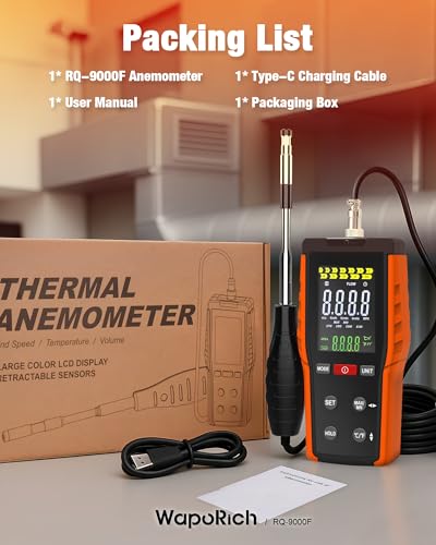 Hot Wire Anemometer HVAC, CFM Air Flow Meter Wind Speed Gauges