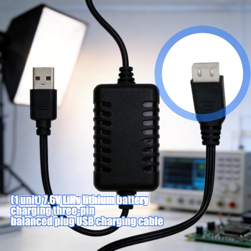 7.6V LiHv Battery Chargers with 3Pin Balance Plugs USB Chargers Cable 7.6V Battery Fast Charging Cord Overcharge Protect