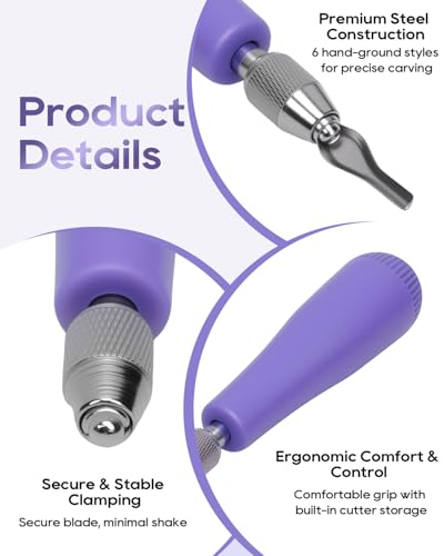 UCEC 5+1+6 Pack Linocut Wood Carving Tools Set Linoleum Experts & Beginners 6 Blades Universal Size Purple