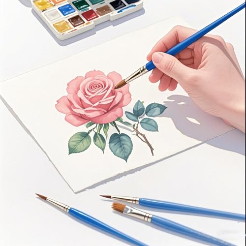 Mixed Flat and Round Paint Brushes Set 50 PCS - color: Mix
