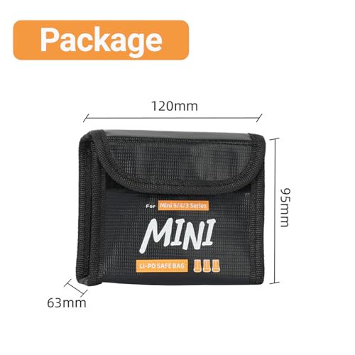Lipo Battery Storage Bag Fireproof Explosionproof Bags for DJI Mini 3 Pro/Mini 4 Pro/Mini 5 Pro/Lito Safe Lithium Battery Bag for Drone Batteries(3 Pack)