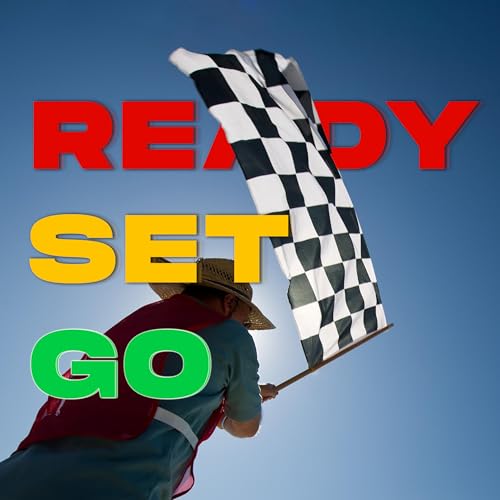PromoPatriot Official Auto Racing Flag Set, 7 Piece 24x30 Inch Single-Sided Heavy-Duty Nylon Race Flags on 30″ Wooden Poles, Track Marshal Signal Set for Motorsports, Kart Racing & Race Decorations.