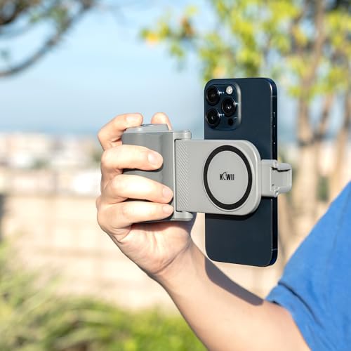 KIWIFOTOS Travel Phone Camera Grip Smartphones Camera Handle - color: Clip on Phone Camera Grip Gray