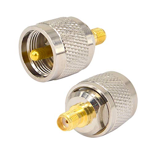 onelinkmore PL259 UHF Male to SMA Female Adapter, 2 Pack, for Antenna Cable