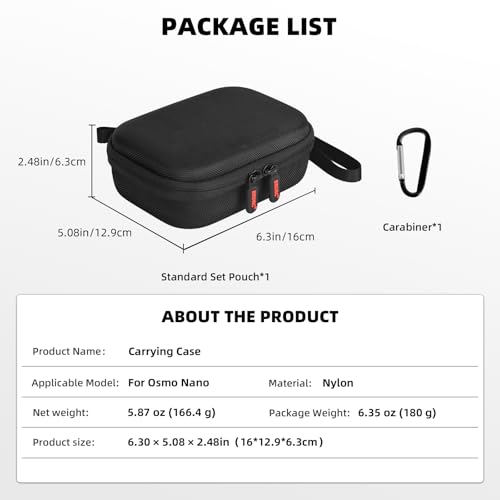 BRDRC Carrying Case for DJI Nano/Xtra Atto Accessories, Storage Bag Protective Case Hard Shell Cover for DJI Osmo Nano Standard Combo/Xtra Atto Accessory