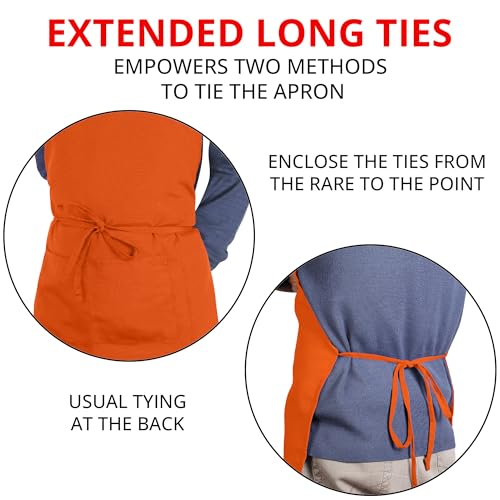 Utopia Kitchen Bib Aprons 10 Pack Adjustable With 2 Pockets - color: Orange