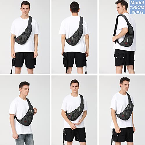 NICGID Sling Bag Chest Shoulder Backpack Crossbody Daypack for Men Women - color: Black