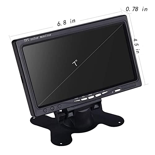 Padarsey 7" TFT LCD Car Rearview Quad Split Monitor,Remote Control, 4 Channels RCA Video Inputs(4-PIN Shockproof Connector) - 12V-24V 800×480HD Screen w/Sunshade Anti-Glare