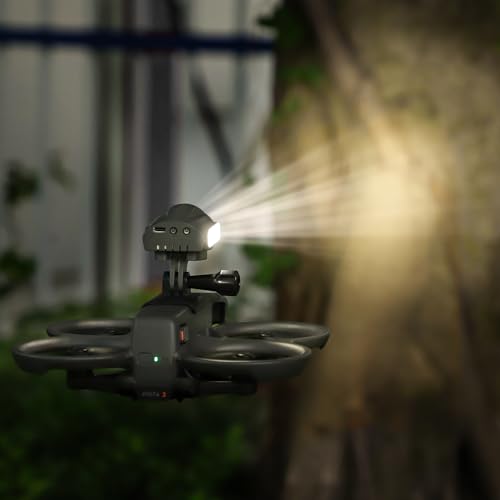 Searchlights Strobe Light with Drone Mount for DJI Avata 2 Spotlight Floodlight Bracket Support to Mount Night Flight Light to Drone with Action Camera Adapter for Insta360 GO 3S / GO3 - color: Searchlight