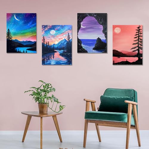 DOTSOPS 4 Pack Landscape Diamond Painting Kits Art Adults Painting Kit - color: Landscape A