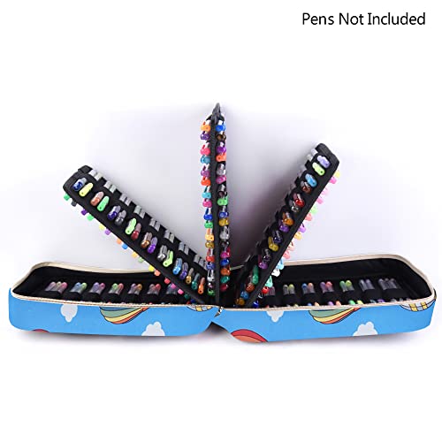 Pencil Case Holder Slot with Zipper Closure Large Capacity Pen Organizer - color: blue balloon