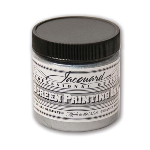 Jacquard Professional Screen Print Ink, Water-Soluable, 4oz Jar, Silver (122)