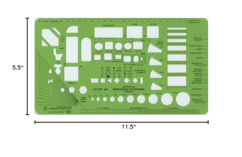 ALVIN, TD1151, Architects & Builders Template, Drawing and Drafting Tool for Artists, Architects, Design and Drafting, 5.25 x 9.25 Inches - style: Arch & Build Template