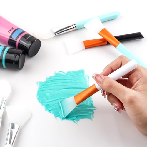 BAOFALI 10 Pcs Silicone Craft Brush, Spatula Mixed Media Brushes; Reusable Resin Epoxy Brushes Set Spreading Toolfor DIY Painting Mixing & Spreading to Glitter TumblersArt Blending Tool - color: 6 Color 10 Pcs a