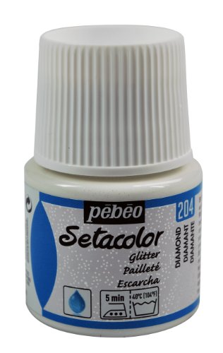 Pebeo 329204 Light Fabrics Glitter Setacolor Fabric Paint, 45ml, Diamond - color: Diamond, size: 1.52 Fl Oz (Pack of 1)