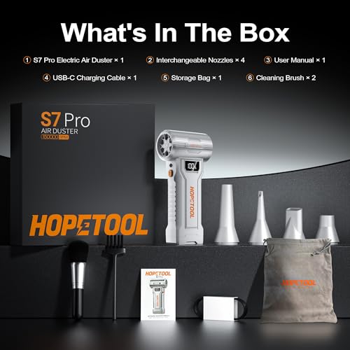 S7 Pro Compressed Air Duster, 150,000 RPM, Digital Display - color: Silver