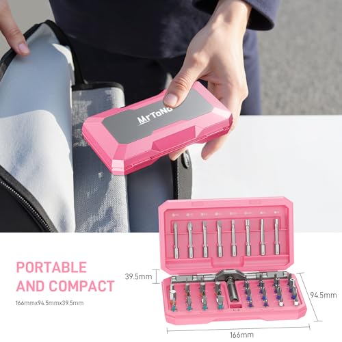 42 in 1 Magnetic Ratcheting Screwdriver Set, T Handle Allen Wrench Set - color: Pink, size: 42 PCS