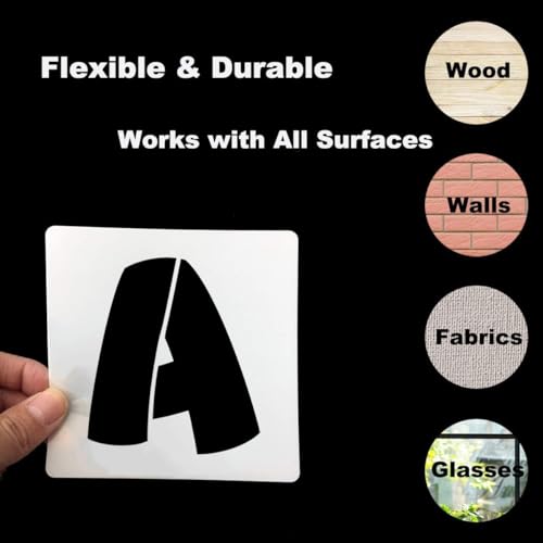 6 Inch Letter Stencils for Painting - 42 Pack Alphabet Letter and Number Stencil Templates with Signs for Painting, Reusable Letters and Numbers Stencils for Chalkboard Wood Signs & Wall Art - size: 6 Inch