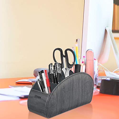 SITHON Remote Control Holder with 5 Compartments - color: Woodgrain Gray, size: Small