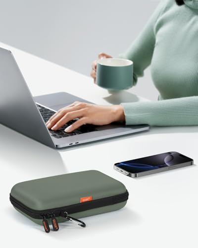 Large Classic Army-Green Case,Hard Shell Electronic Organizer Case - color: Greenish Gray