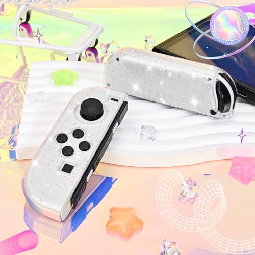 DLseego Glitter Protective Case for Switch Joy Con Controllers, Handheld Soft Silicone TPU Protective Cover Replacement Shell Case Suitable for Switch & Switch OLED Model Joy Cons - Clear - color: Clear