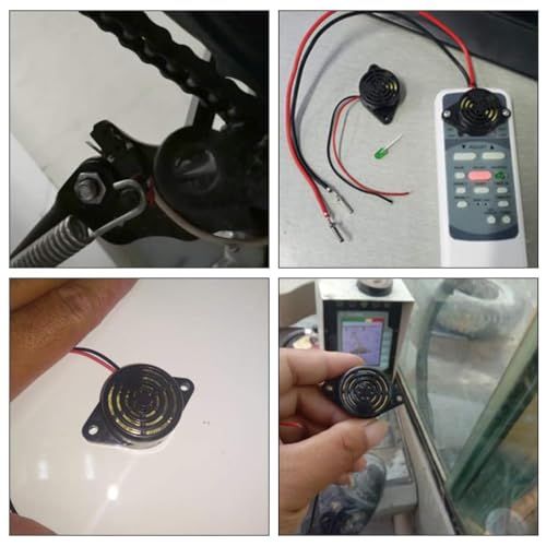 10Pcs Active Piezo Buzzer SFM-27 DC 3-24V 95DB High Decibel Alarm Siren with 10pcs 9V Battery Connector for Motorcycle Car Scooter (White) - color: White