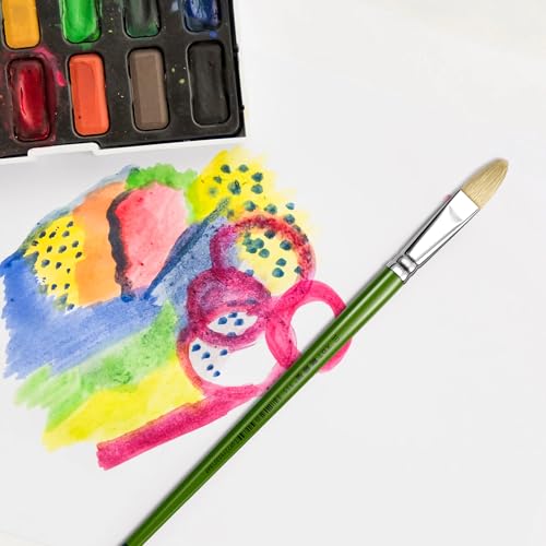 XDT#515 Filbert Artist Paint Brush 6 Piece Set Medium Stiff Hog Bristle Extra Long Handle #1#3#5#7#9#11, Acrylic Oil Watercolor - size: Filbert Hog Bristle 6Pc