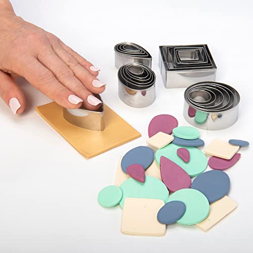 Sculpey Tools Stainless Steel 6 Piece Square Cutter Set. Nested, Graduated Sizes, Great for use in All Craft Projects from jewlery, Mixed Media to Home décor