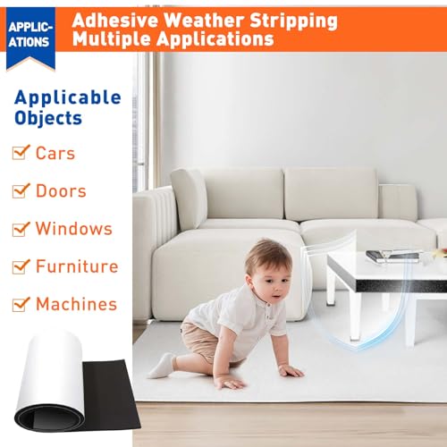 MAGZO Adhesive Sponge Neoprene Foam Padding, 1/2" Thick x 12" x 59", Black - size: 59In*12In*1/2In