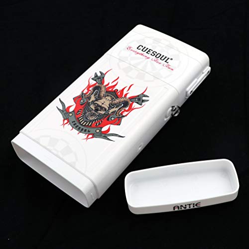 CUESOUL ANTIE Hard Dart Case, Holds 6 Steel/Soft Tip Darts & Extra Tips, Shafts & Flights, Durable Use - color: White Beast