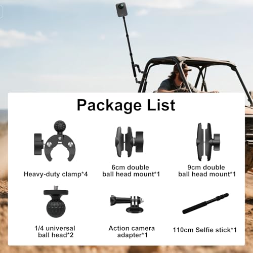 Motocycle Camera Mount w 43" Invisible Stick compatible for Insta360 X5-X