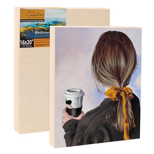 Da Vinci Pro Medium Textured Gesso Panel - 12x24-4 Pack - 2" Depth Wood Panels for Painting - Accepts Mediums Like Canvas - for Oils, Acrylics, Mixed Media, Pastels & Drawing Sticks - size: 12x24", style: 1-5/8" Depth
