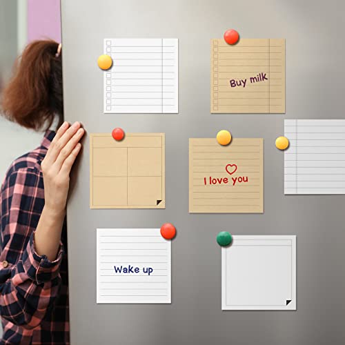 12 Pcs Lined Sticky Notes Grids Self Stick Notepads 600 Sheets 3 x 3 Inch Post Memo Pad Cute to Do List Notepad for Office Home School Supplies, Strong Adhesive, 6 Designs (Kraft Paper and White)