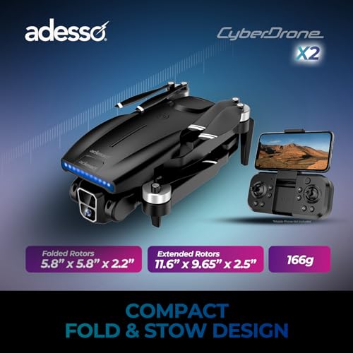 Adesso CyberDrone X2 Remote Controlled Drone with 1080P Camera