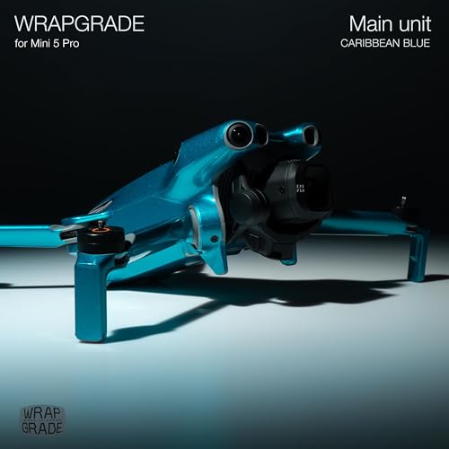 WRAPGRADE Skin Stickers Compatible with DJI Mini 5 Pro (Caribbean Blue) - color: Caribbean Blue
