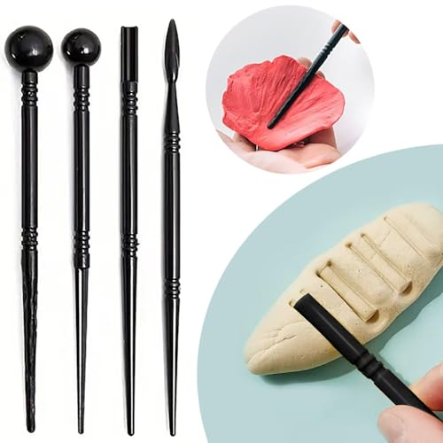 43PCS Polymer Clay Tools Kit, Clay Sculpting Art Tool Set with Wooden Carving Tools, Ball Stylus, Silicone Scrapers, Art Brushes & Detail Needles for Pottery, Modeling, DIY Crafts for Beginners-Black - color: 43Pcs-Black
