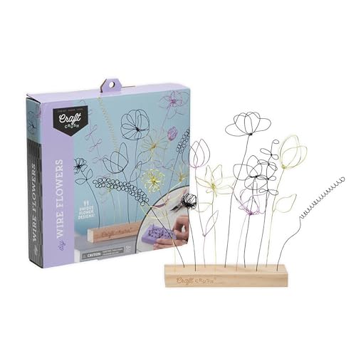 Craft Crush Wire Flowers - Create Unique Craft Wire Flower Designs with Easy to Use Tool and Guide with Display Stand - for Teens and Adults Ages 12, 13, 14, 15 and Up