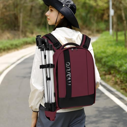 MOSISO Camera Backpack,Photography Backpack Padded Camera Bag, Wine Red - color: Wine Red