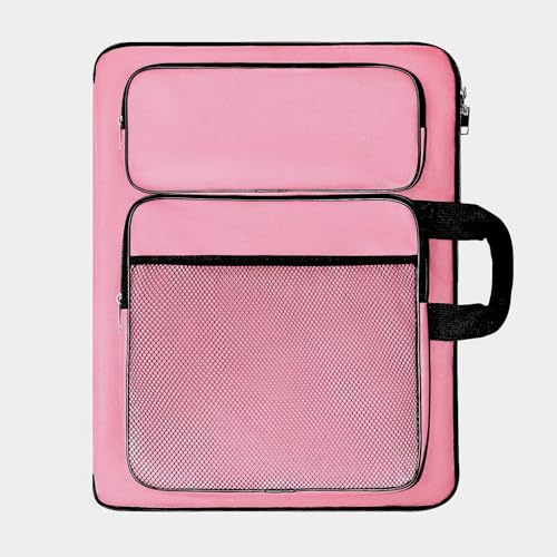 TreochtFUN Art Portfolio Kids Drawing Supply Bag 15 x 18 in -Small Art Bag - color: Pink