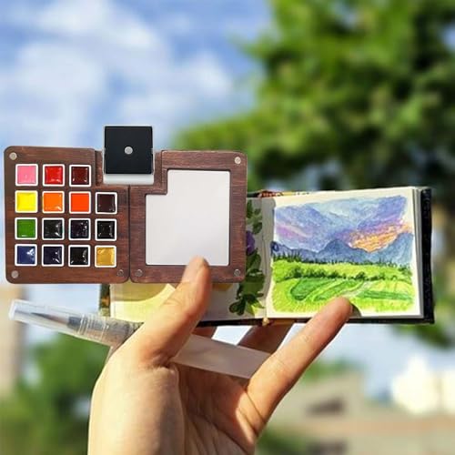 Travel Watercolor Paint Set - Pocket 15-Color Mini Kit with Sketch Pad - color: 15 Colours B with Sketchbook3.14in