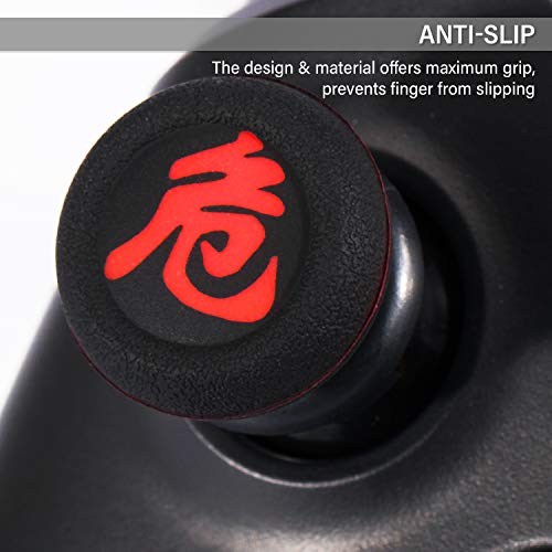 Playrealm FPS Thumbstick Extender & Printing Rubber Silicone Grip Cover 2 Sets for Xbox Series X/S & Xbox One Controller(Danger of Kanji) - color: danger red